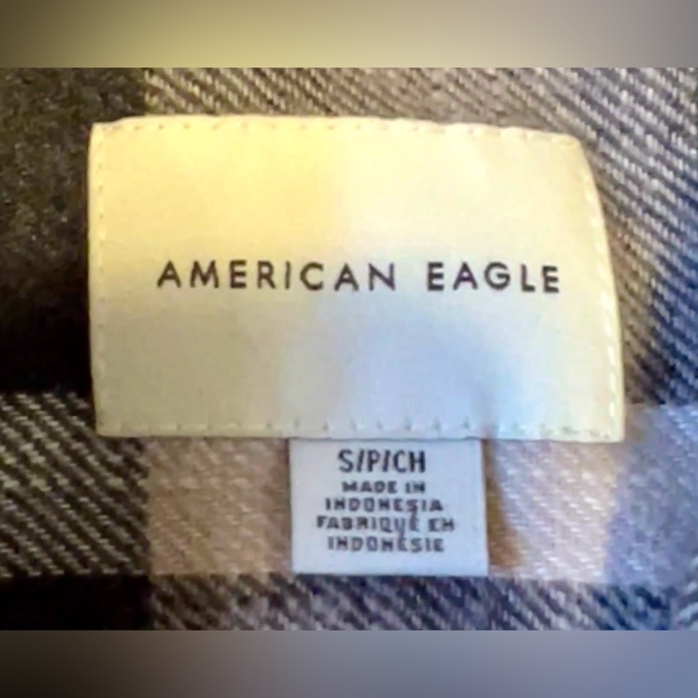 American Eagle Outfitters Cozy Lavender & Black Flannel Hooded Shirt, Size S - Picture 3 of 5
